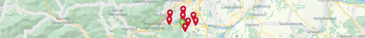 Kartenansicht für Apotheken-Notdienste in der Nähe von Mödling (Mödling, Niederösterreich)